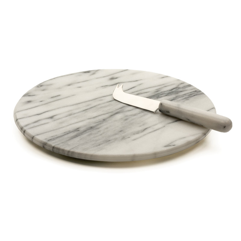Albertin  Marble Cheese Board and Knife, White