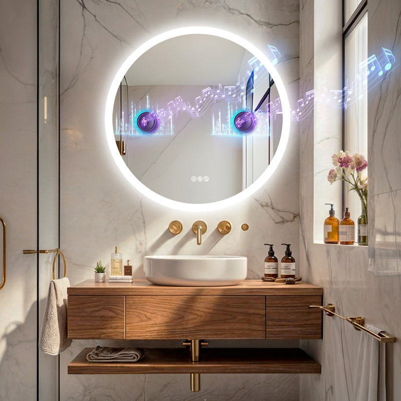 Deovion Round LED Mirror with Bluetooth