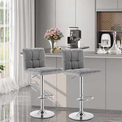 Dequincy Swivel Upholstered Adjustable Height Bar Stool with Steel Frame