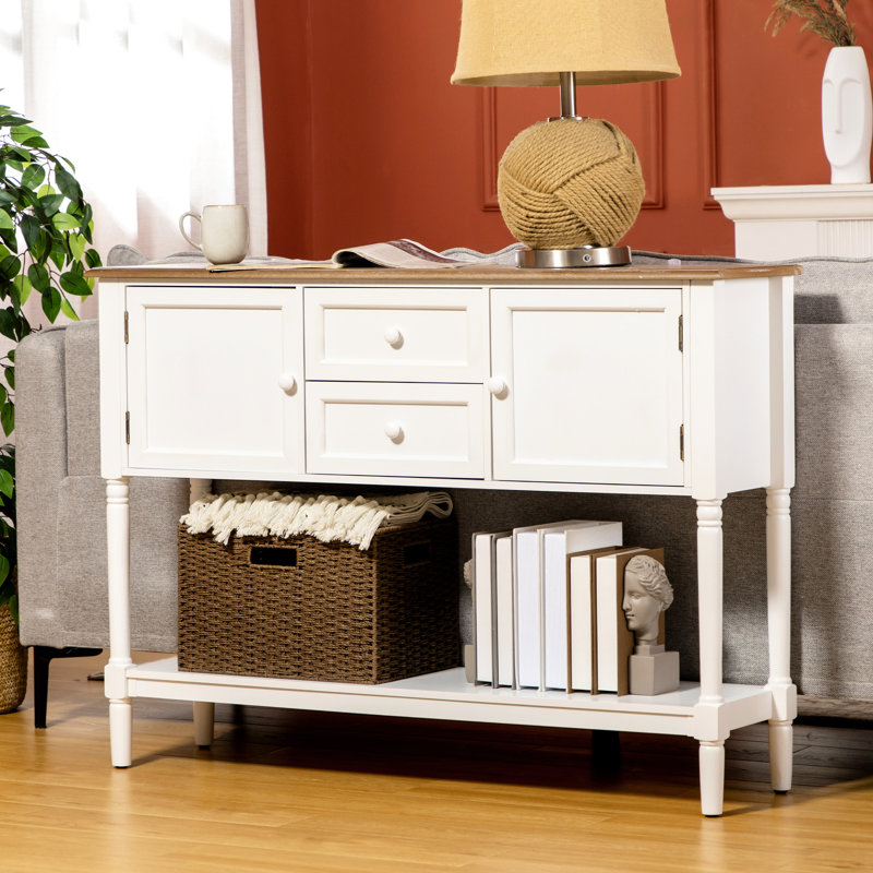 Console blanche avec solution de rangement, utilisation polyvalente - pieds en pin, vestibule captivant