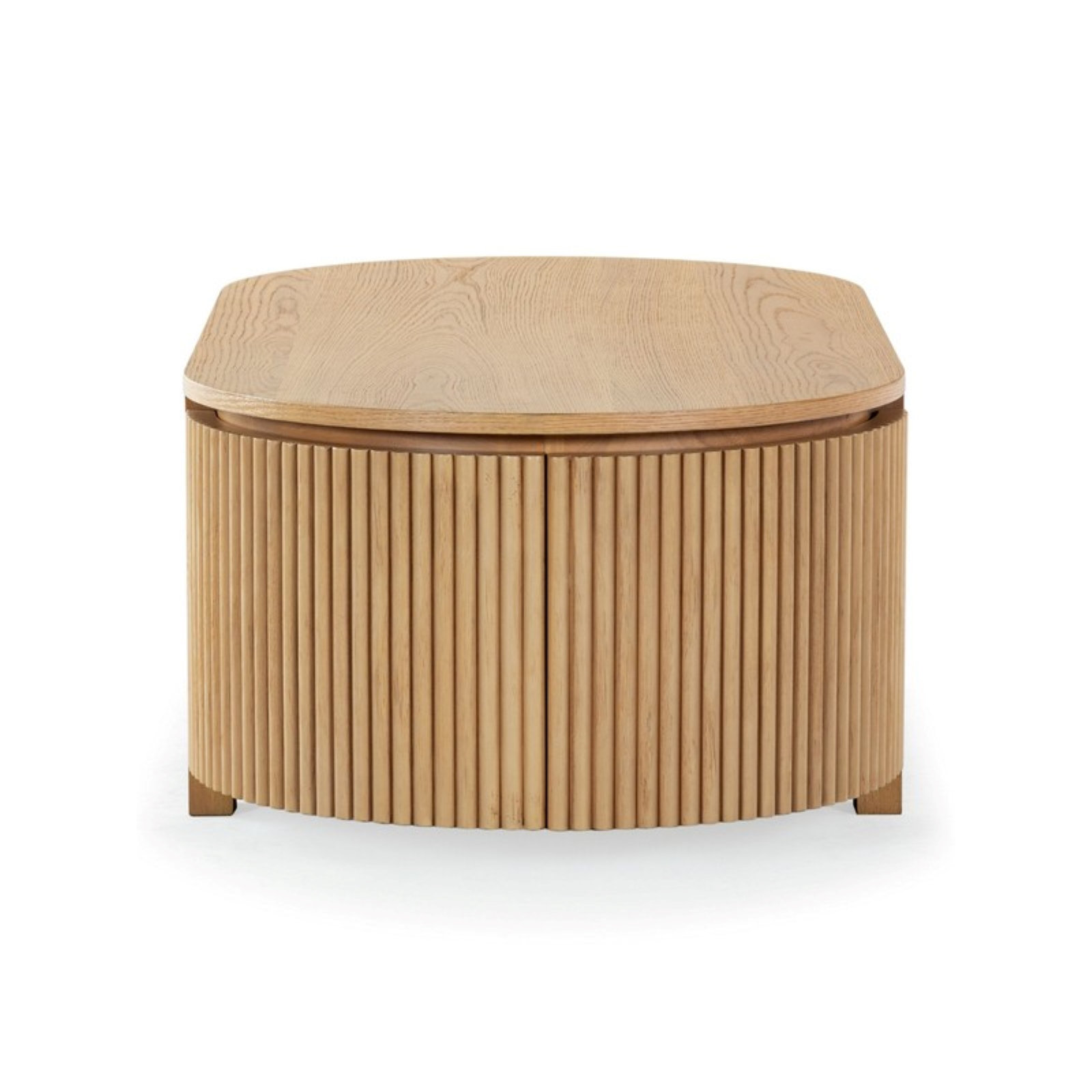 Christy Reeded Oval Coffee Table, Oak