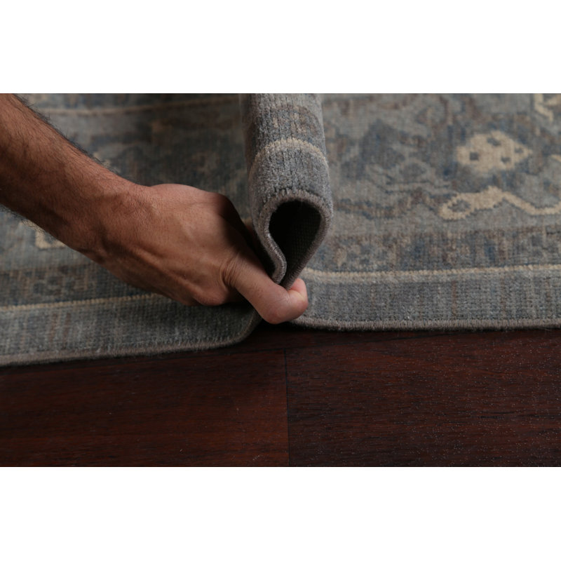 Tapis bleu clair / ivoire en laine Ziegler