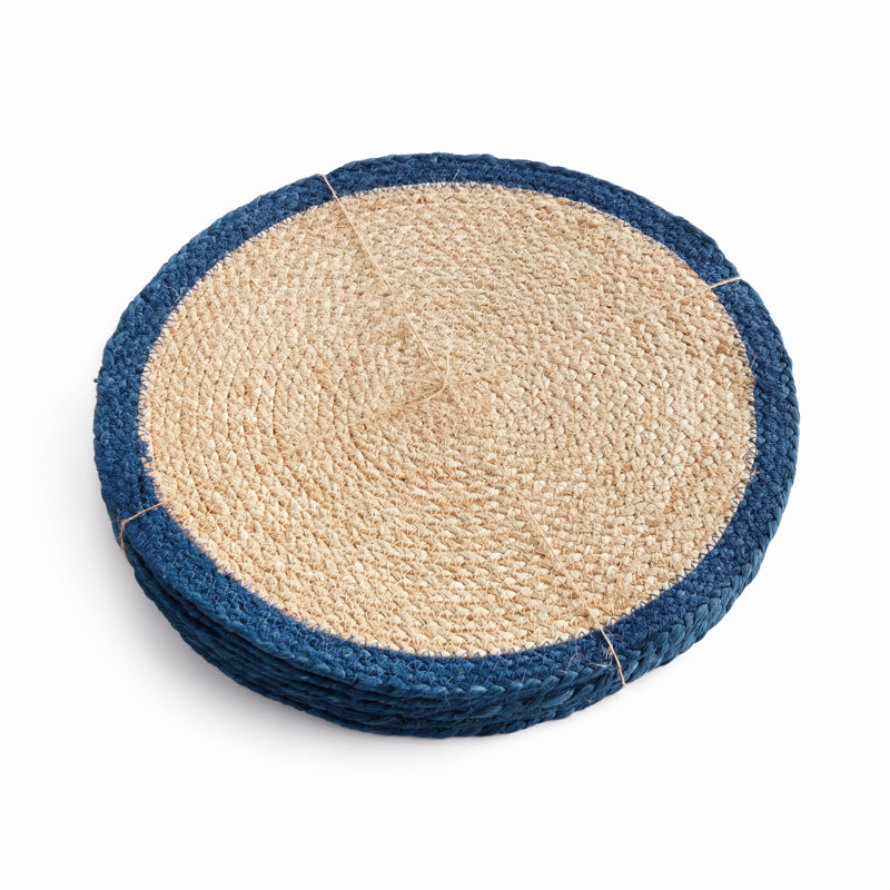 Napperon Tresse Artisan, Bleu / brun clair