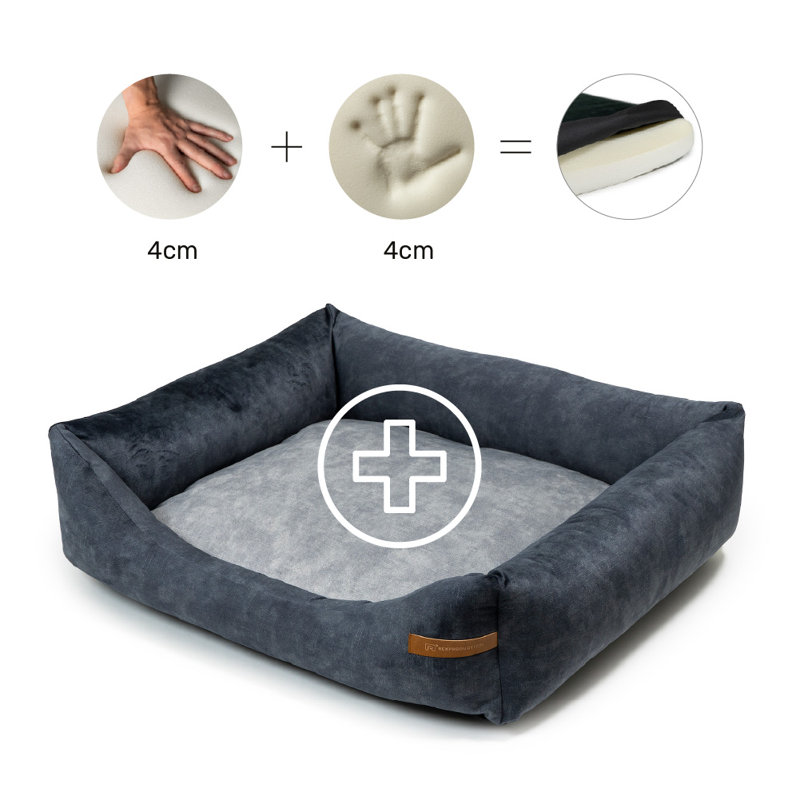 Orthopedic Memory Foam Pet Bed, 15cm H x 55cm W x 65cm D, Graphite/Grey
