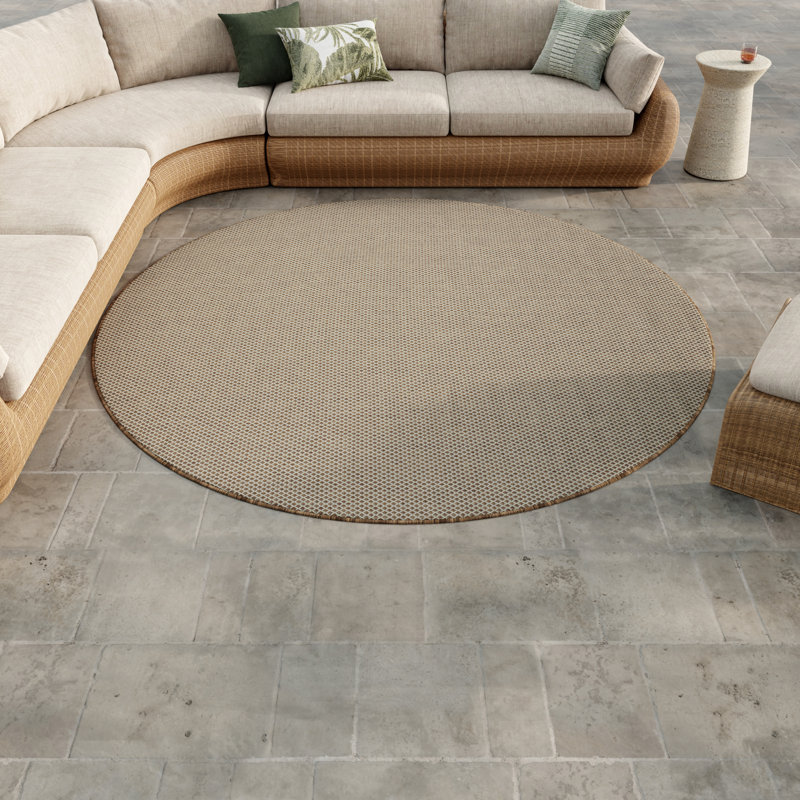  Tapis ivoire moderne en jute 8 pi x Courtyard, Rond 8 pi