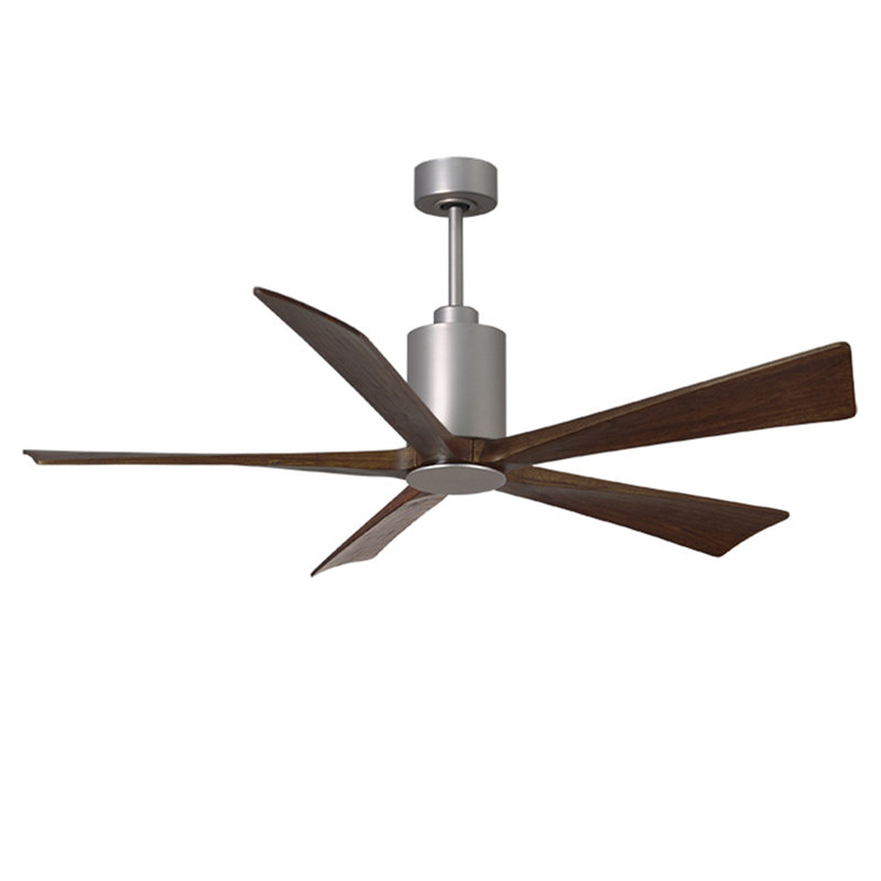 Patricia LED Downrod Ceiling Fan, Brushed Nickel, Walnut Tone