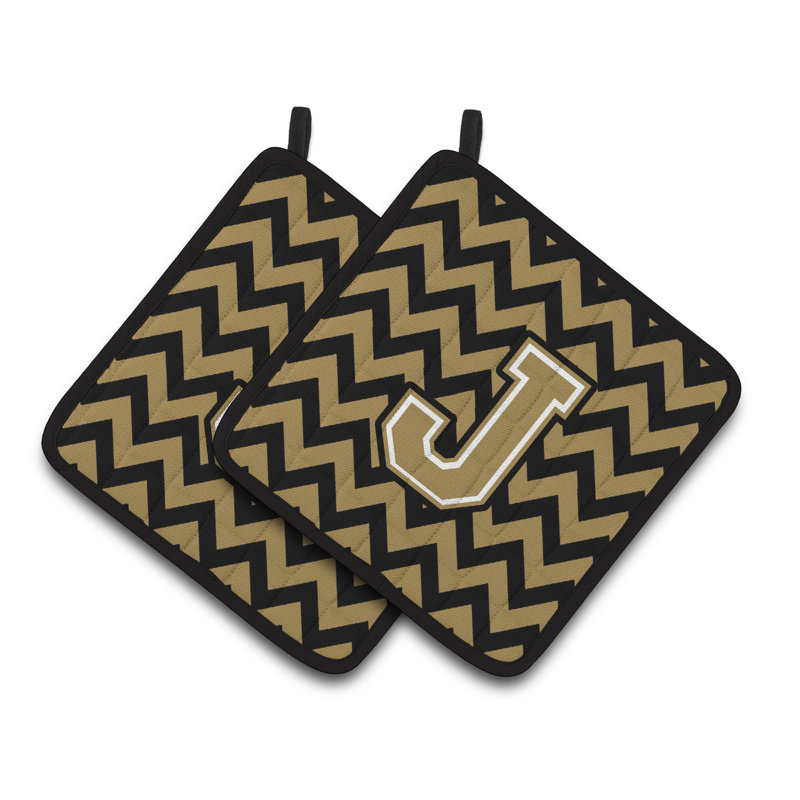 Poignée à chevrons, J, Noir / doré foncé