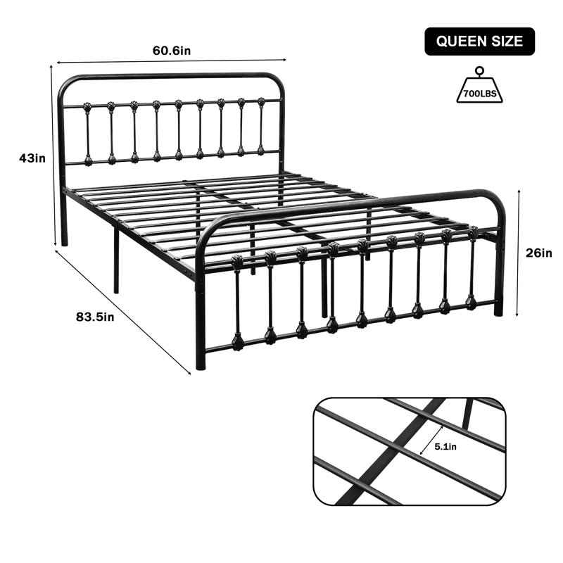 Palmquist Metal Slat Bed, Black
