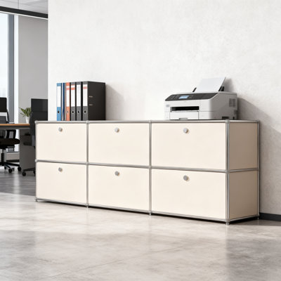 Modern Modular Metal Storage Cabinet with Adjustable Shelves, Multipurpose Office Storage Organizer with Soft-Close Doors, Heavy-Duty Steel Cabinet for Home Office, Living Room, Entryway or Kitchen