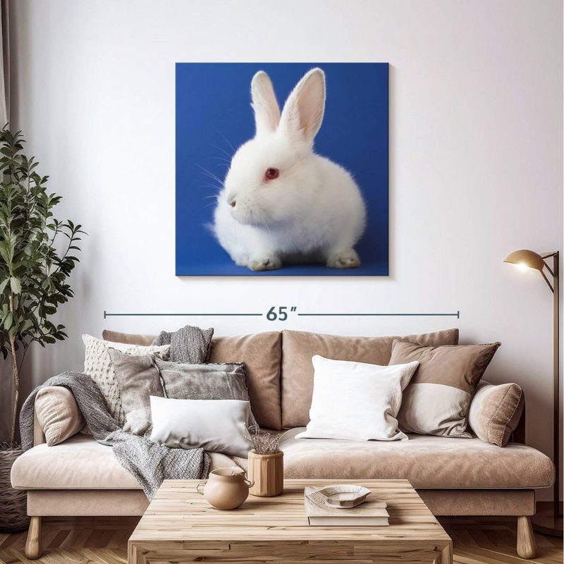 Brampt, lapin blanc sur fond bleu
