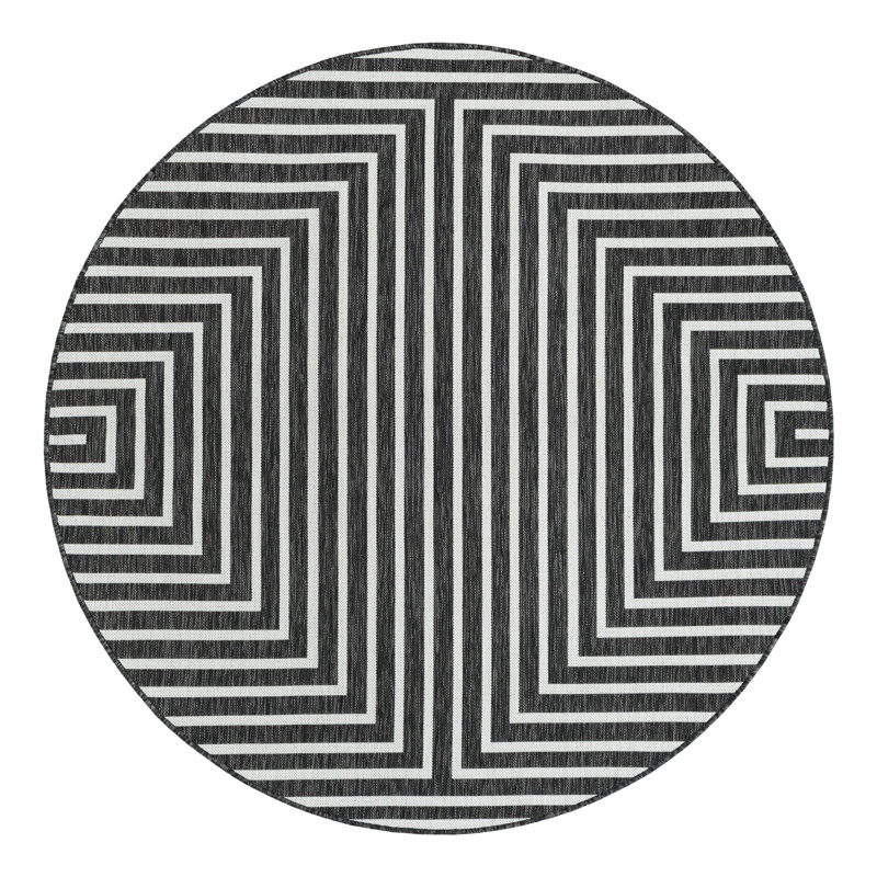 Tapis intérieur / extérieur d'extérieur moderne, Rond 6 pi 1 po