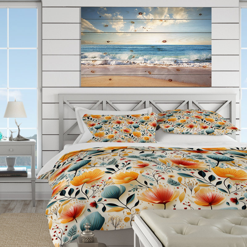 Literie de composition botanique de couleur pastel III, Housse de couette simple + 1 taie décorative stan