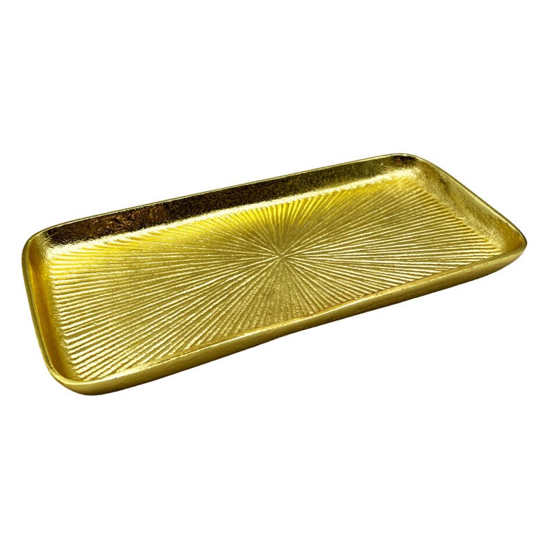 Nellir Tray, 1" H x 12" W x 5.5" D, Gold