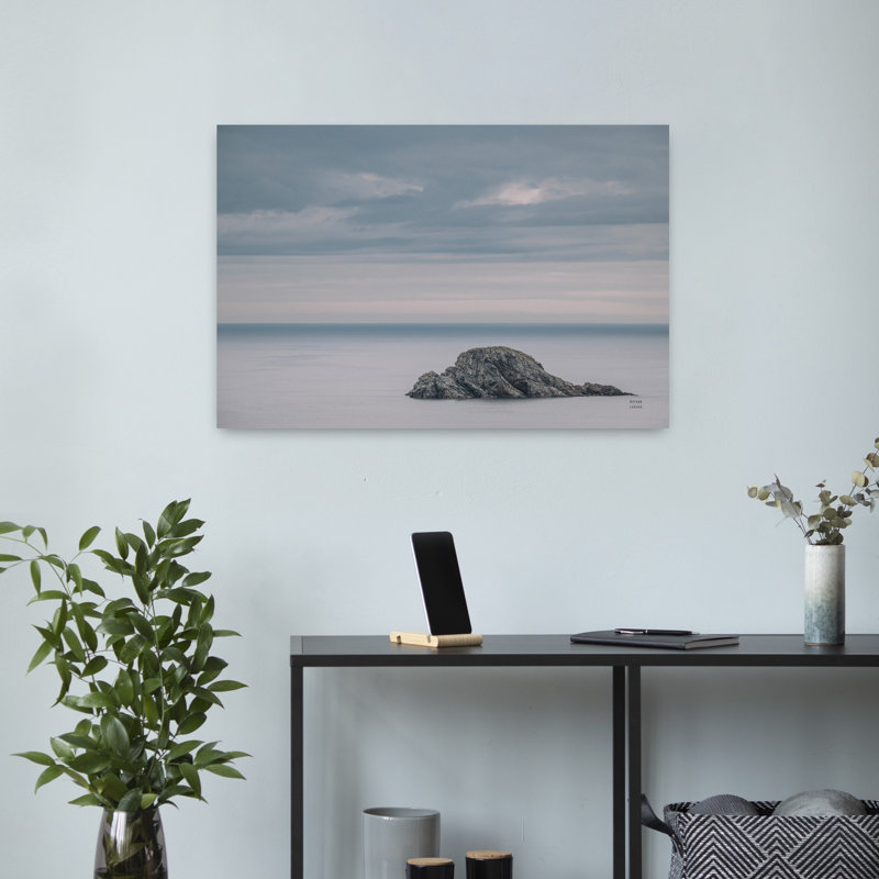 Art contemporain, paysage côtier abstrait, H 16 po x l 24 po