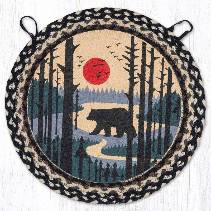  Coussin de chaise en jute tressé rond Bear Bear, Ours rond