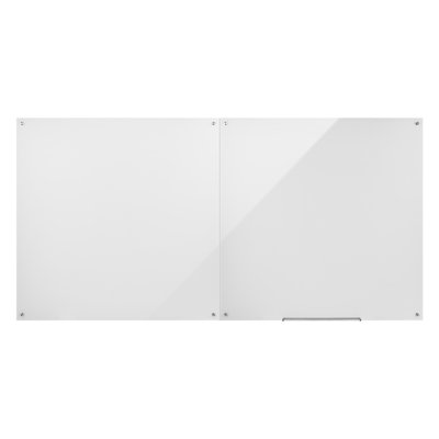 Paquet de 2 tableaux blancs effaçables à sec en verre blanc de 47,2 x 47,2 po, fixation murale, sans cadre, verre trempé épais, avec marqueurs, aimants et gomme, pour le bureau, la salle de classe et le bureau