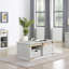 Table basse de salon de style rustique blanc antique 1 pièce avec tablettes ouvertes