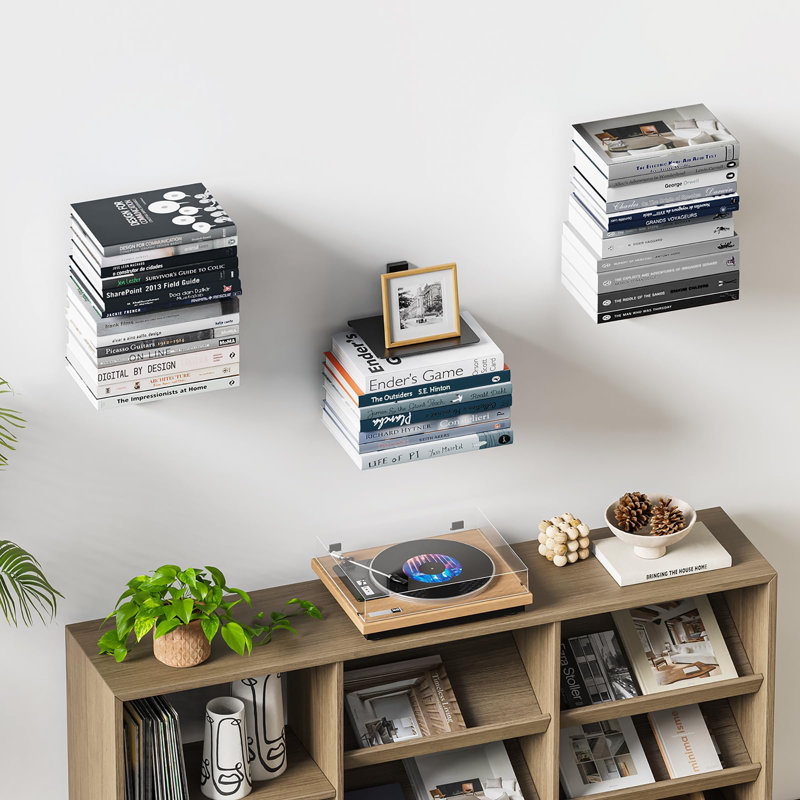 Floating Book Shelves for Wall, Black