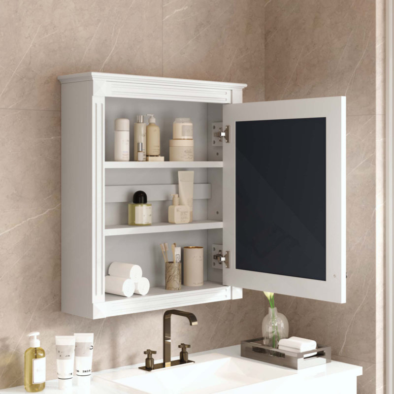 Armoire de rangement de salle de bain murale avec miroir, armoire à pharmacie avec tablette réglable en hauteur, armoire de rangement au-dessus de la toilette