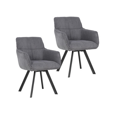 Sansome Swivel Fabric Dining Chair with Steel Legs