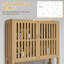 Armoire de rangement en bambou au-dessus de la toilette, organisateur de salle de bain au-dessus de la toilette avec portes à lattes, tablette réglable et tablette ouverte