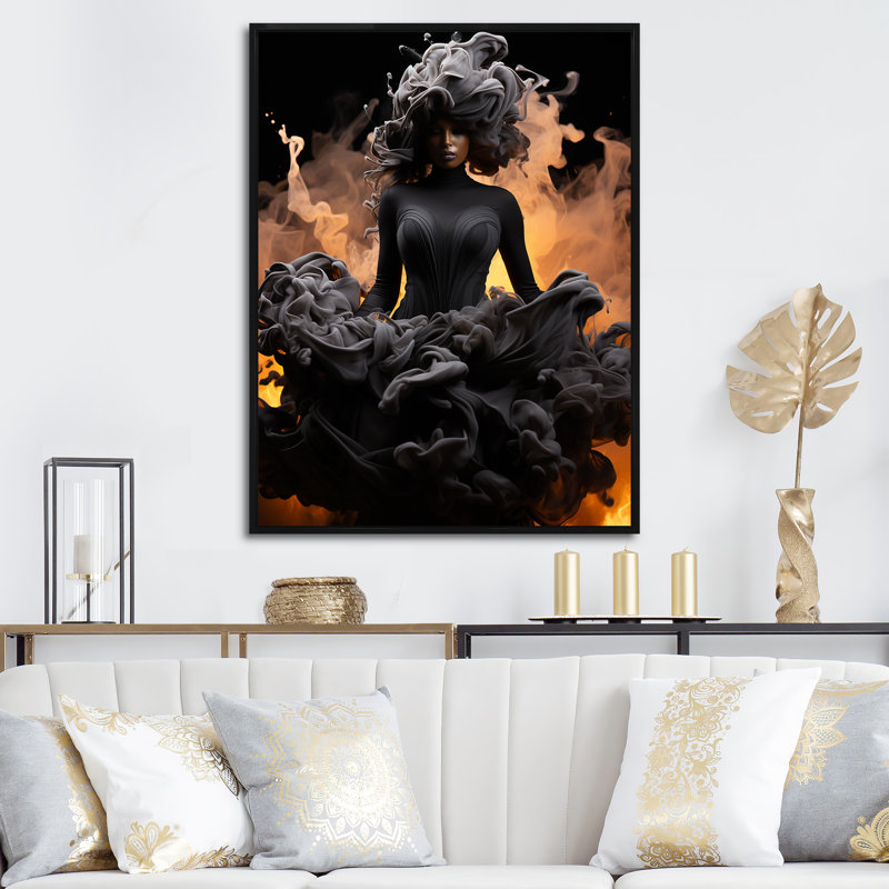 «Chic Noir Fashion Deep Grace - Dior», art mural, Cadre flottant noir, H 40 po x l 30 po