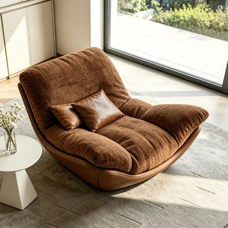 Fauteuil de loisir inclinable simple brun 46,46 "de style minimaliste italien rétro