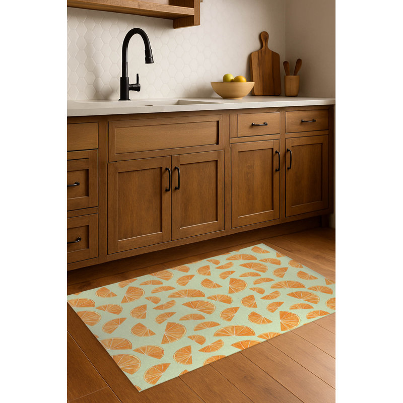 Tapis de cuisine antidérapant Summer Oranges, Rectangle 4pi x 6 pi, Limette