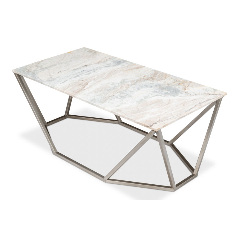 Rectangular Black Marble and Metal Coffee Table