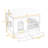 2 Drawers Full House Bed Frame with Built-In Bookshelf, LED Light, Power Hub and Tall Guardrails