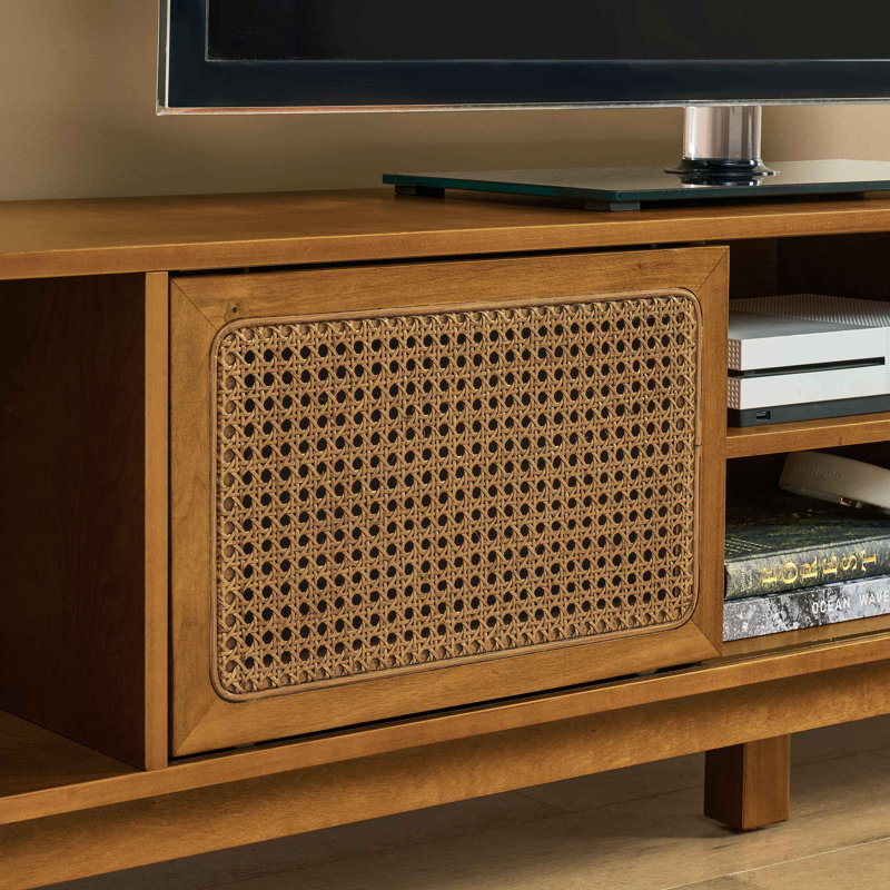 TV Stand Entertainment Cabinet Media Console, Walnut Brown
