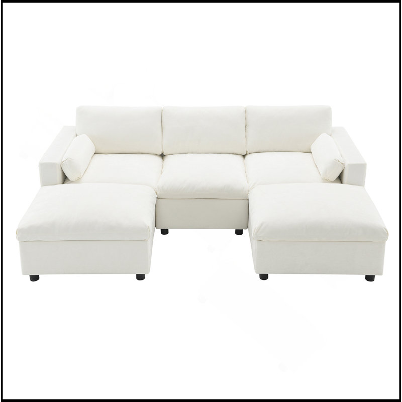 Canapé modulaire 86,5 po Chenille, Blanc