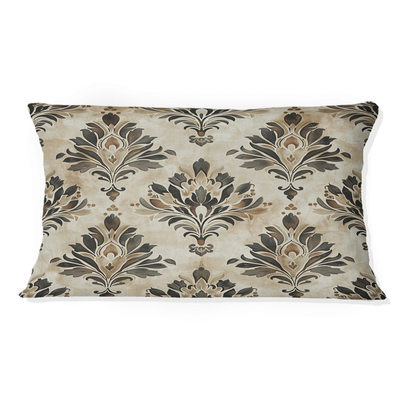Coussin lombaire brun et gris damassé Glamour I