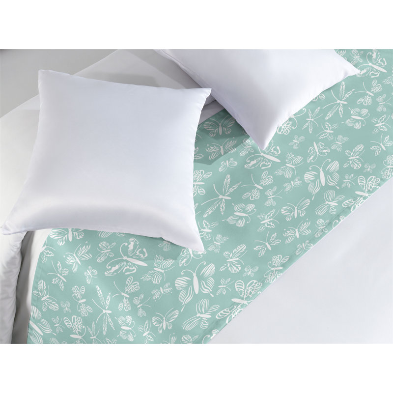 Chemin de lit Ambesonne Butterfly Minty, Très grand lit