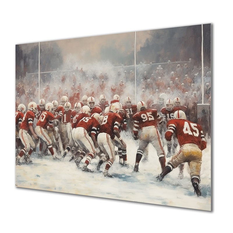 Red Sporting Gootball Game - Sport Football Metal Wall Art MT135594, 12" H x 20" W x 1" D