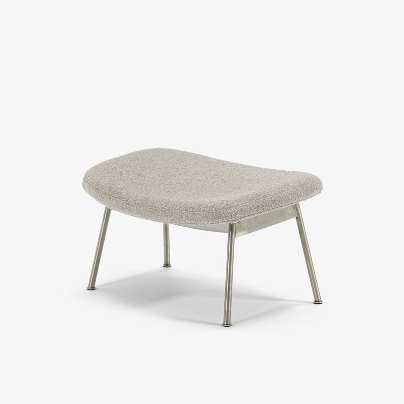 Ella Ottoman, Stainless Steel, Chalk Rayon/Viscose