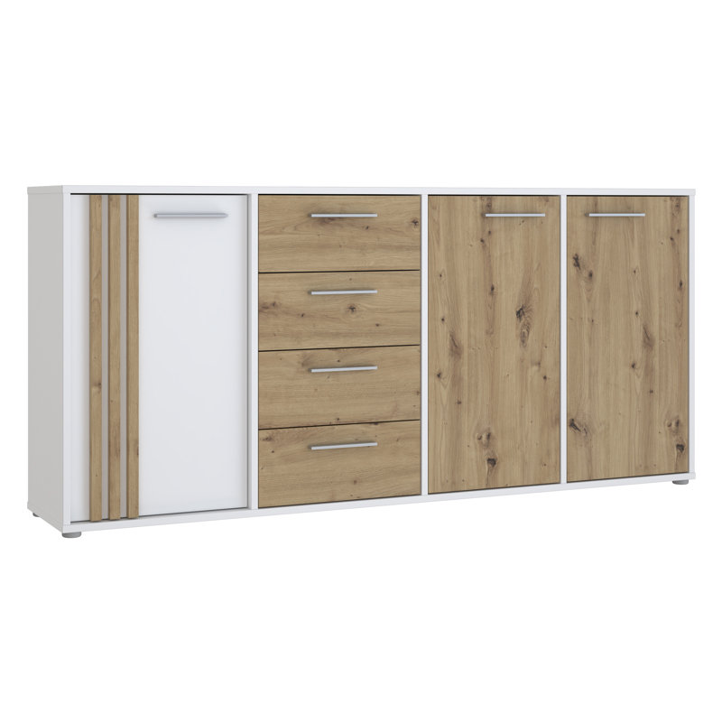 Aundraya 32.1cm Sideboard, Chrome, White/Beige