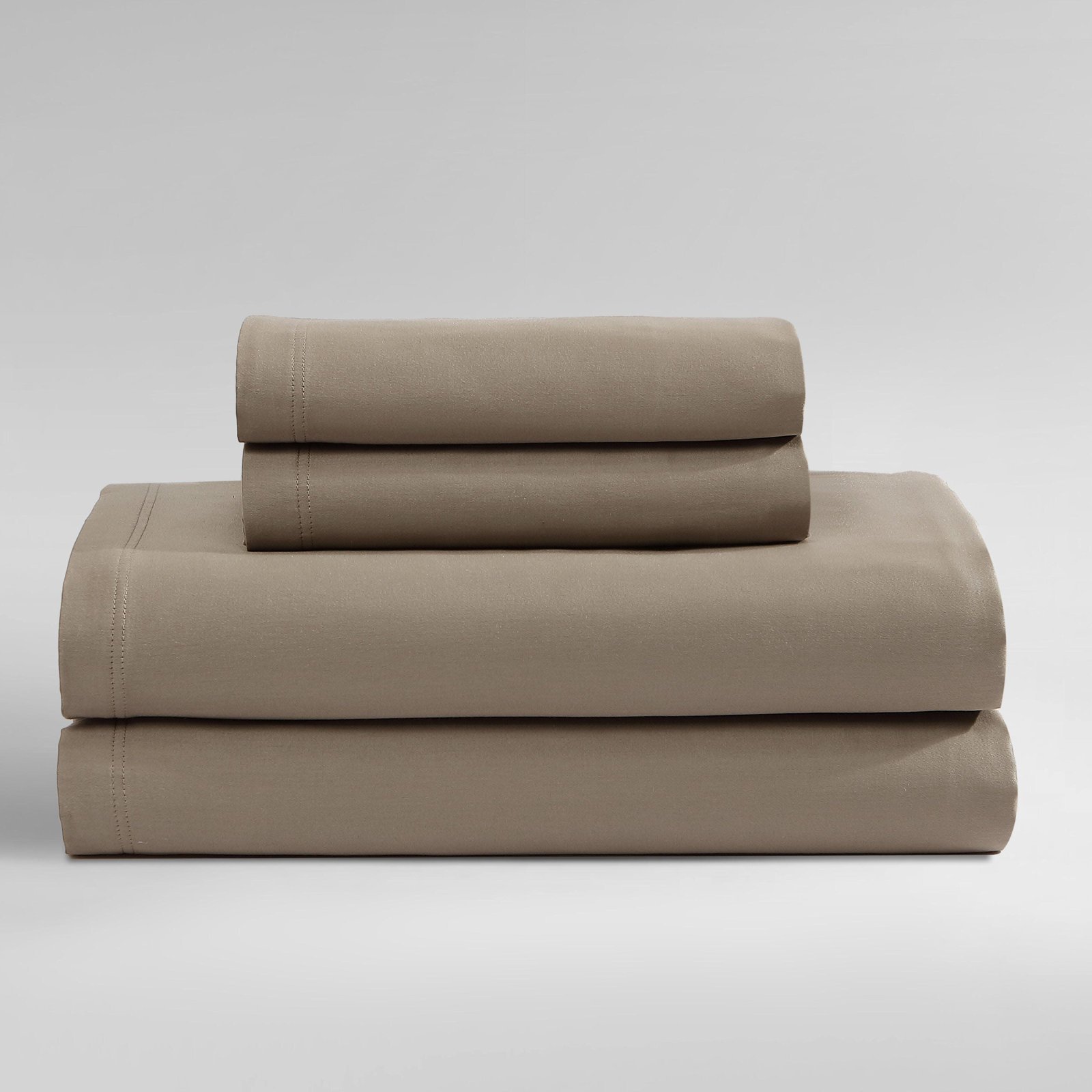 Calvin Klein Organic Earth Solid 4 Piece Sheet Set, Light Brown, King Sheet Set with 2 Pillowcases