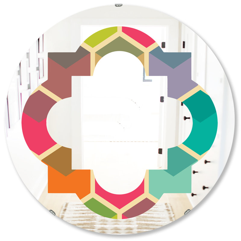 Miroir mural sans cadre moderne à motif quadrilobe hexagonal i, 23,6 po x 23,6 po