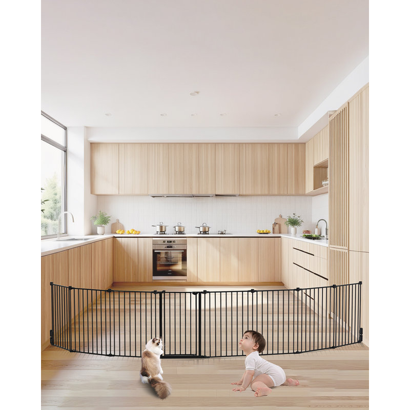 Barrière pour bébé 26-40 po, largeur réglable 36 po pour chien, L 192 po, Noir