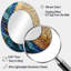 Boho Glam Exquisite Gold On Blue Feather PaintingV - Gold Bohemian Oval Wall Mirror-681481799