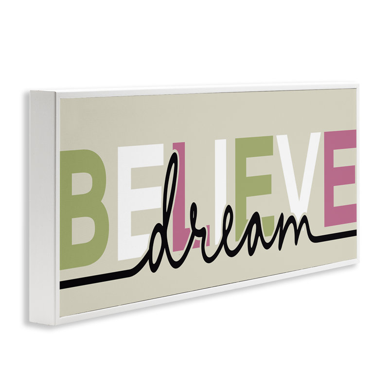 Giclée encadrée Mieve Believe & Dream, design par Kim Allen, H 13 po x l 30 po, Estampe numérique encadrée blanc bord de mer
