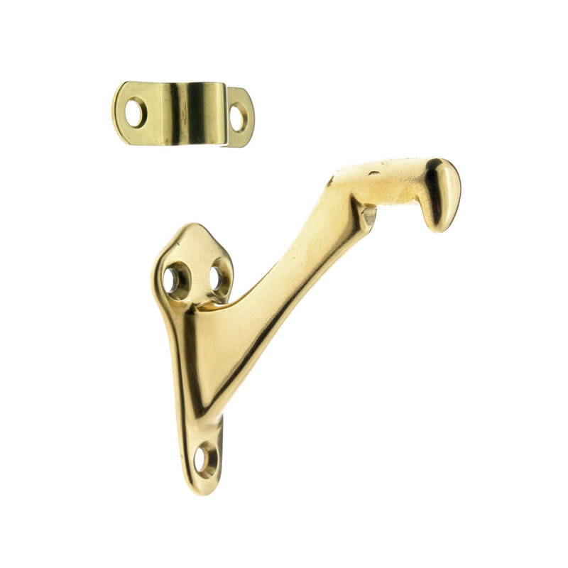 Solid Brass Hand Rail Bracket, Polished Brass