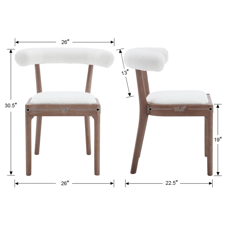 Ensemble de table à manger moderne, table de salle à manger rectangulaire et chaise de salle à manger rembourrée à dossier demi-tonneau avec structure en bois massif pour la salle à manger / cuisine