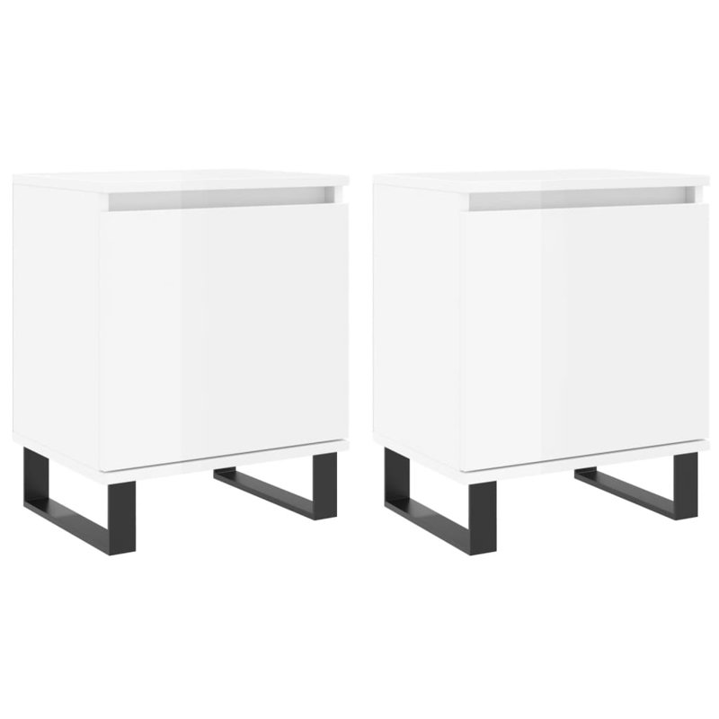 Marieo 40cm W Iron Bedside Table, Gloss White