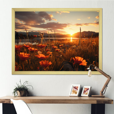 Sunset Golden Meadows - Landscape Sunset Canvas Wall Art
