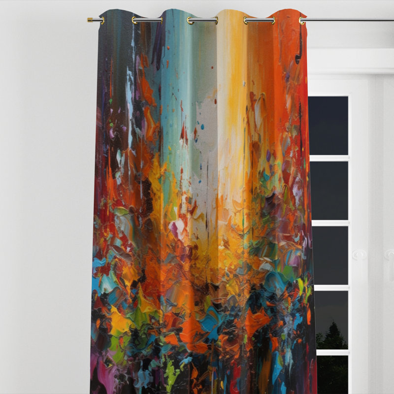Ausar - Rideau à œillets en velours abstrait - 1 panneau, L 52 po x L 108 po, Œillets dorés