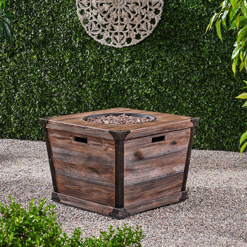 Square Brown Fire Pit Table - 40,000 , For Garden Enjoyment Brown, Outdoor Entertainment