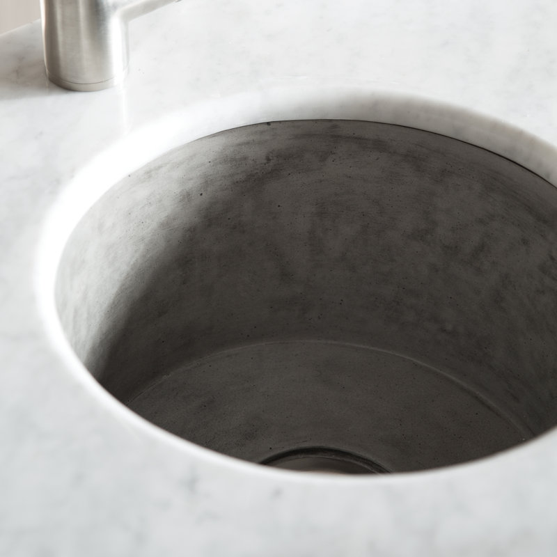 Olivos NativeStone Concrete 16" Round Dual Mount Bar Sink, Ash