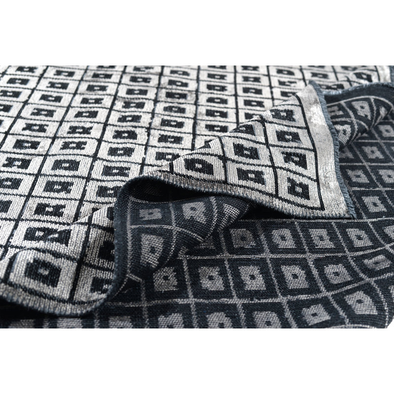 Rapture Checkered Area Rug in Gray/Black, Rectangle 7'10" x 9'10"
